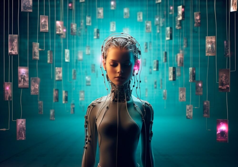 create a water color painting of A futuristic AI-themed front cover image for a blog in 2025, featuring a humanoid AI robot interacting with digital holograms displaying data, neural network patterns, and cityscape with advanced technology background, vibrant colors, modern design