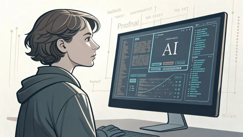 Person experiencing cognitive decline from AI overreliance showing blank expression, Ai is making us stupid