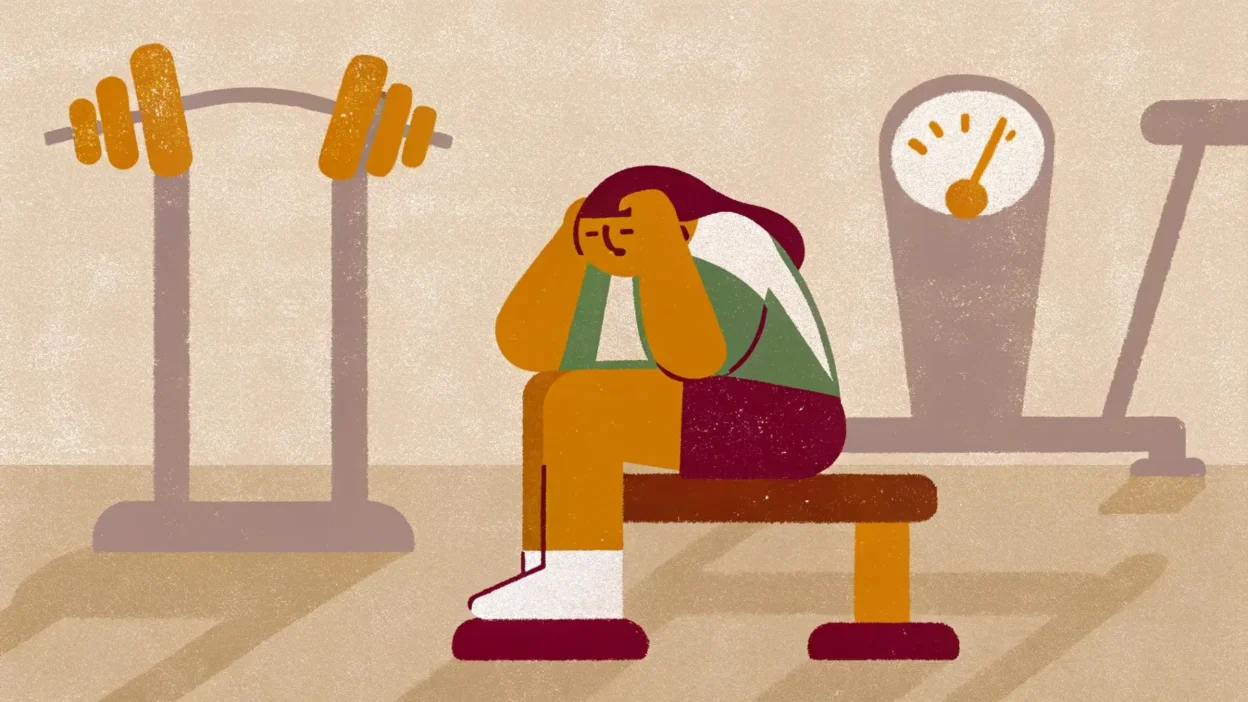 Person frustrated not losing weight despite working out at gym