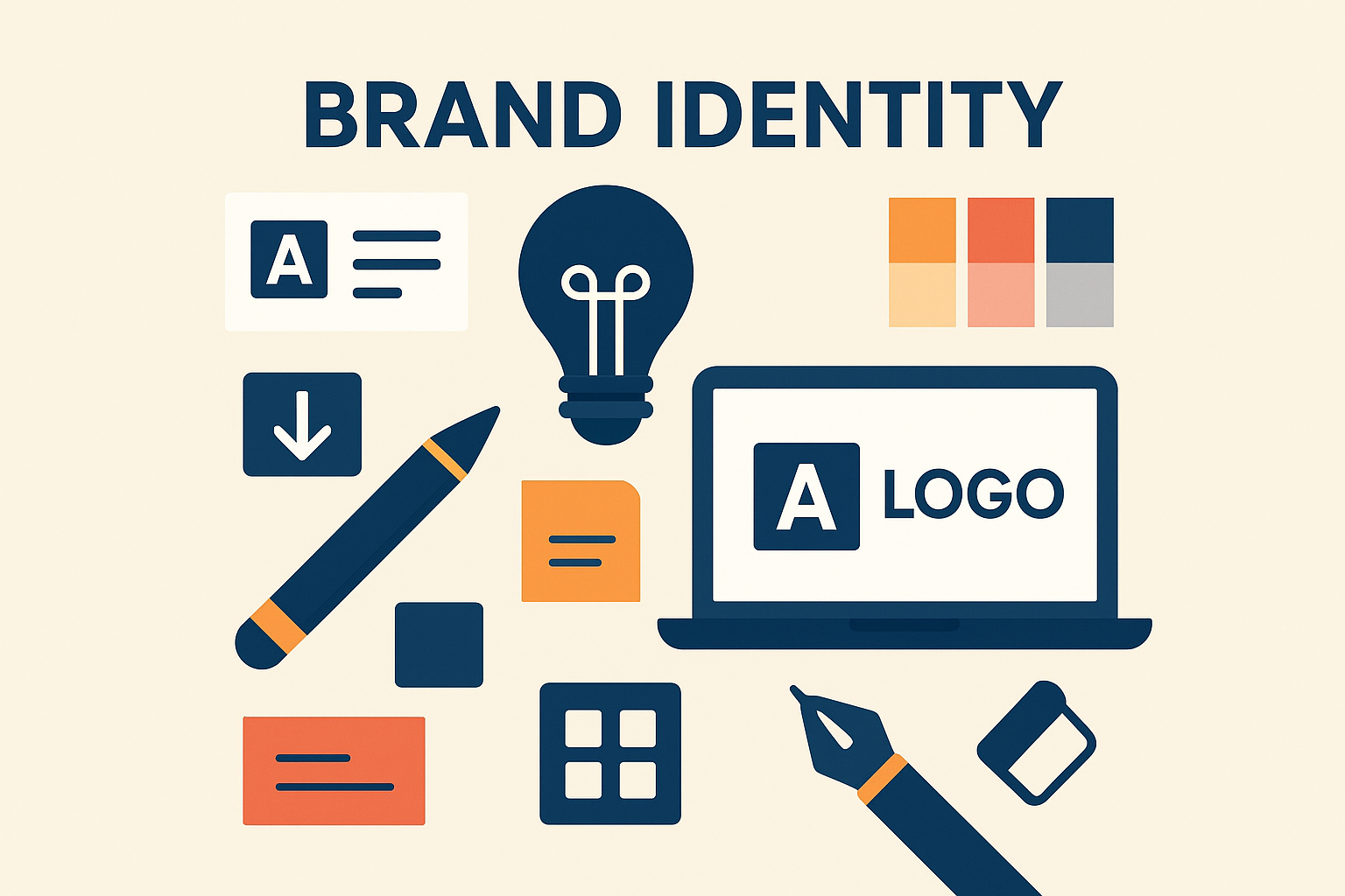 Professional branding elements showcasing Brand Identity development for businesses