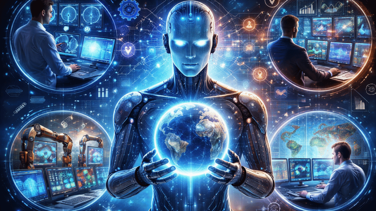 Problems AI solving real-world challenges in healthcare, finance, cybersecurity, and climate forecasting with AI technology