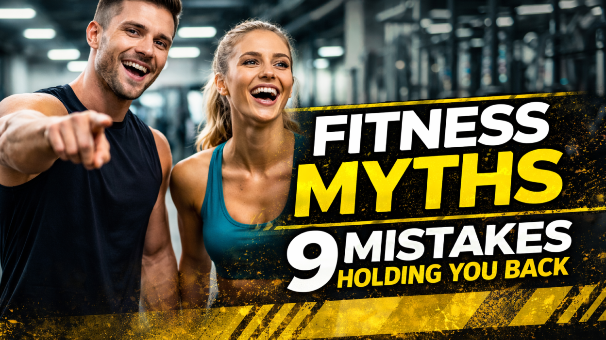 Fitness Myths – A man and woman working out in a gym, representing the 9 common fitness mistakes holding you back.