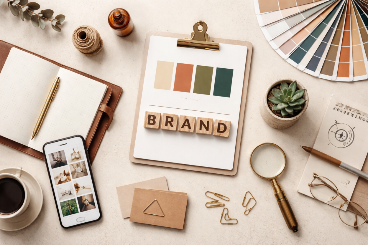 Branding tools and color palette for creating a strong brand identity